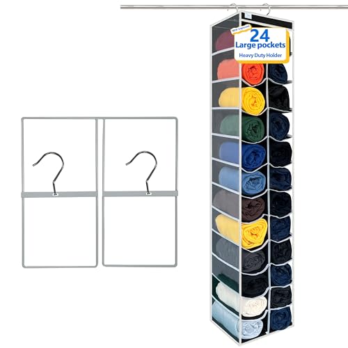 Closet Organization (Black/White / New improved-24 Pocket)
