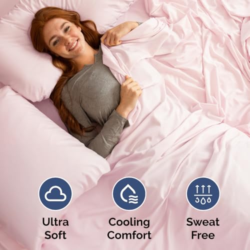 Short Queen Size 4 Piece Bed Sheet Set (30 - Lavender Pink / Short Queen)