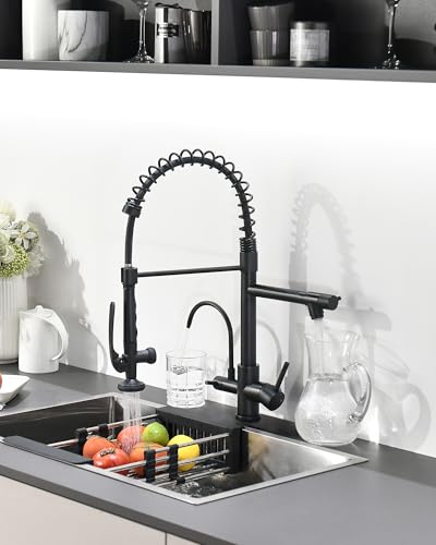 3 in 1 Kitchen Sink Faucet with Drinking Water Faucet Matte Black (Matte Black)