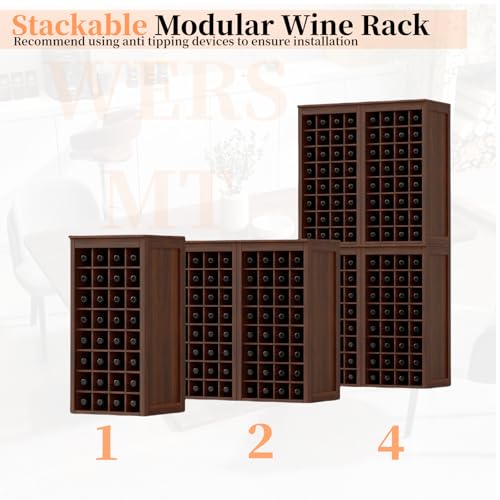 8 Tier Freestanding Wine Rack Wood (32 Bottles / Walnut)