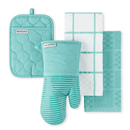 Quilted Cotton Terry Cloth Oven Mitt (Aqua Sky)