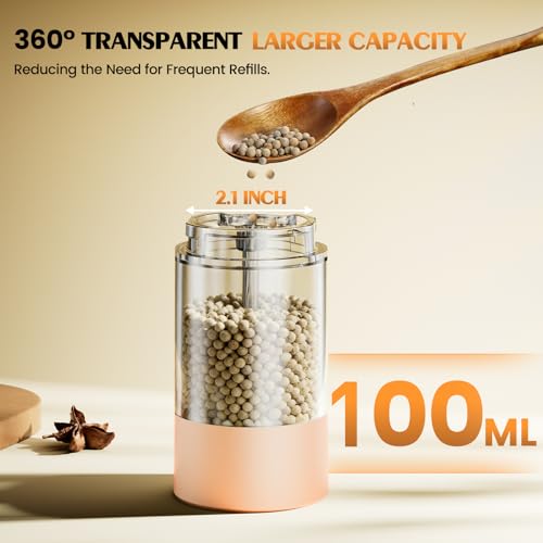 Electric Salt and Pepper Grinder Set Automatic Battery Pepper Mill Shakers Adjustable Coarseness Upgraded Larger Capacity with Led Home and Kitchen Appliances Birthday Gifts for Women Mom (Orange)