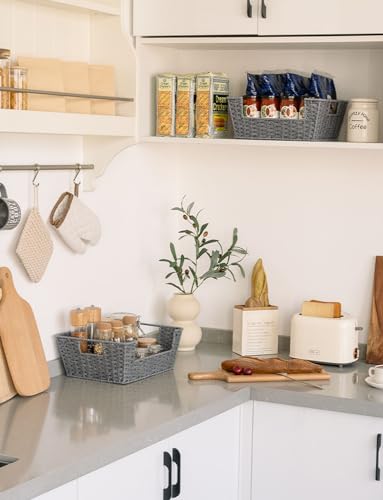 Pantry Baskets for Organizing (Gray / 13 ½"L x 10 ¾"W x 5"H)
