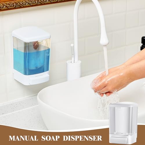 2 Pcs Wall Mounted Soap Dispenser (White / 33.8 oz 1000 ml)