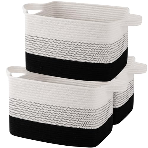 Cotton Rope Storage Baskets for Organizing Gradient Dark 3 (Gradient Dark / 3 pcs-13”x9.9”x8.7”)