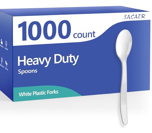 1000 Count White Plastic Spoons Heavy Duty (White)