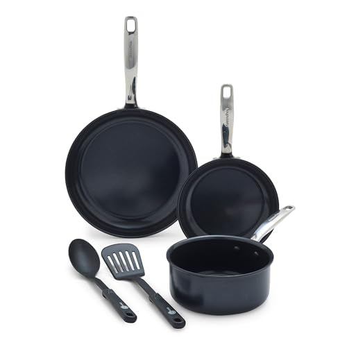 Chatham Prime Midnight Hard Anodized Healthy Ceramic Nonstick (5 Piece Cookware Pots and Pans Set)