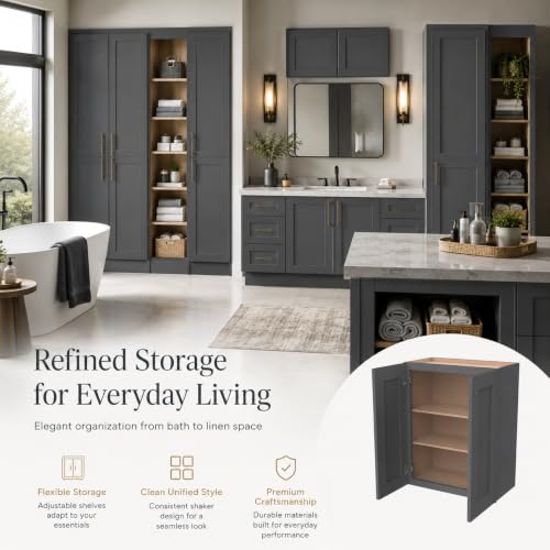 Wall Mounted Cabinet (Pebble Gray / 33" W x 12" D x 42" H)