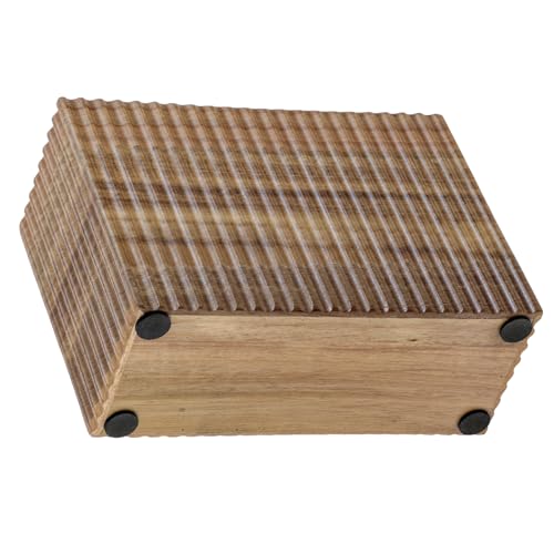 Fluted Premium Solid Acacia Wood Napkin Holder Rack Stand
