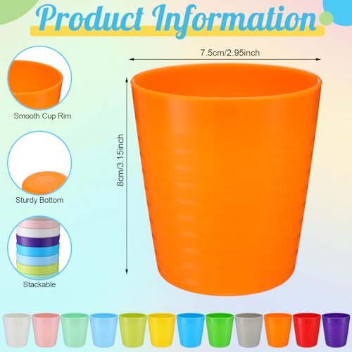 36 Pcs Kids Plastic Cups 8 oz Drinking Toddler Cups (Cute)