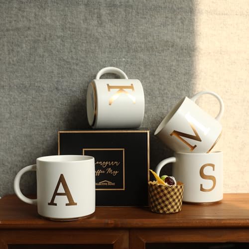 Monogram Ceramic Mugs (gold-A)