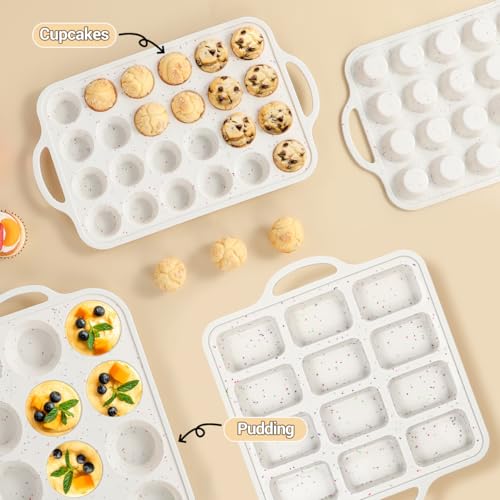 Metal Reinforced Bakeware Set (Creamy Confetti / Loaf Pan 12-Cup & Regular & Mini Muffin Pan)