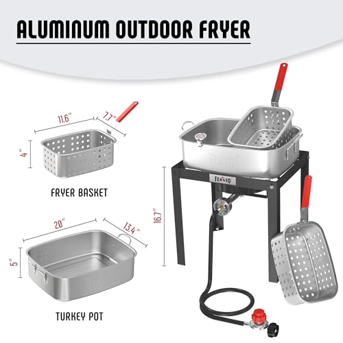 18 QT Propane Fish Fryer Pot and Baskets for Outdoor Cooking (18 QT)