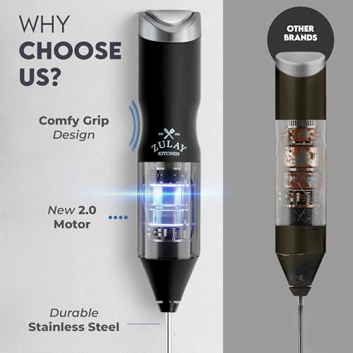 Powerful Frother Wand AA Batteries Included (Authentic Black / Majestic Frother)