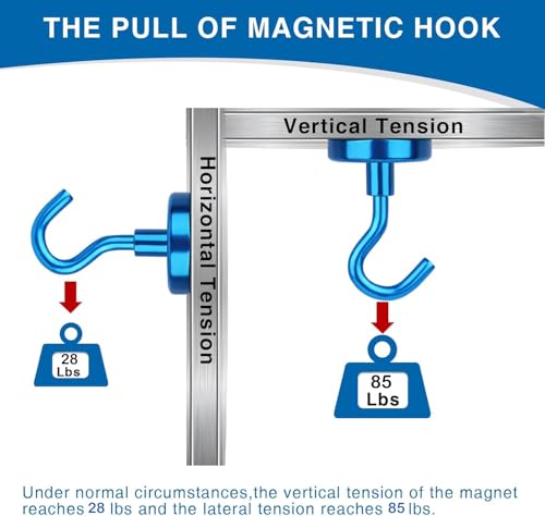 Magnetic Hooks Magnet Hook for Cruise Cabins 85LBS Essentials 6P (Blue / 0.98in)