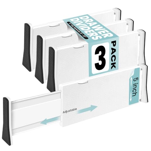 White Expandable Drawer Dividers (5" Tall, 13"-22" Long)