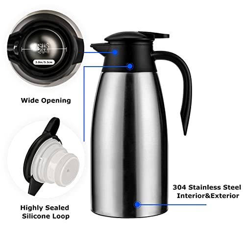 6 sets 70 oz Thermal Coffee Carafe for keeping hot (Silver / 6× 70 Ounces)