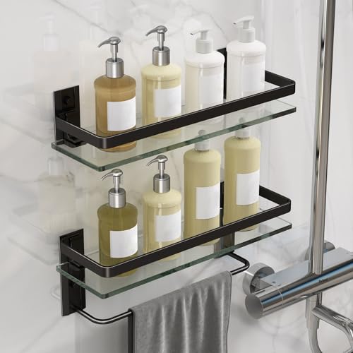 Bathroom Shelves Wall Mounted (Black / Combo Set)