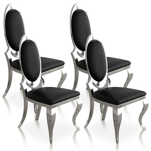 Modern Dining Chairs Set of 4 (Black/Silver / Set of 4)