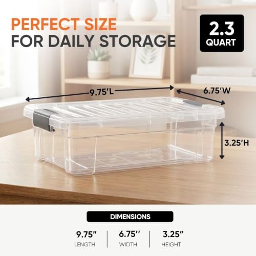 2.3 Quart Clear Plastic Storage Containers with Lids (2.3 Quart)