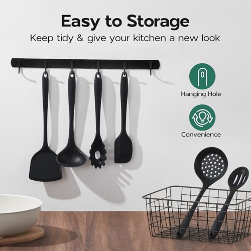 Silicone Cooking Utensils Set (Black)