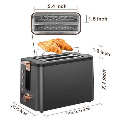 Toaster 2 Slice Stainless Steel Body Timer (2 Slot / Grey & Gold)