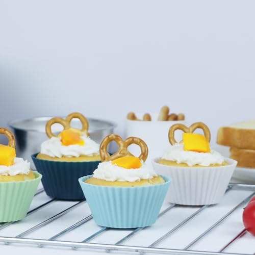Silicone Baking Muffin Cups 12 Pack (Neutral Colors / Standard)