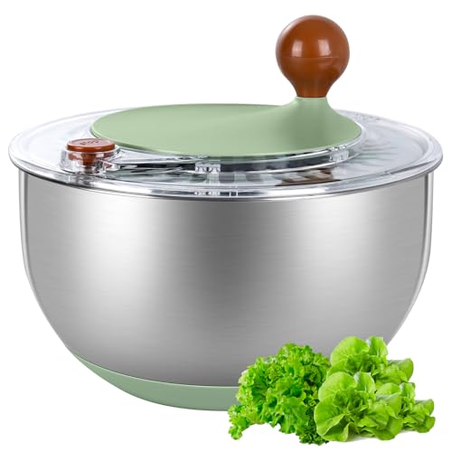 5.3Qt Stainless Steel Salad Spinner with Vibrant Green (Vibrant Green)