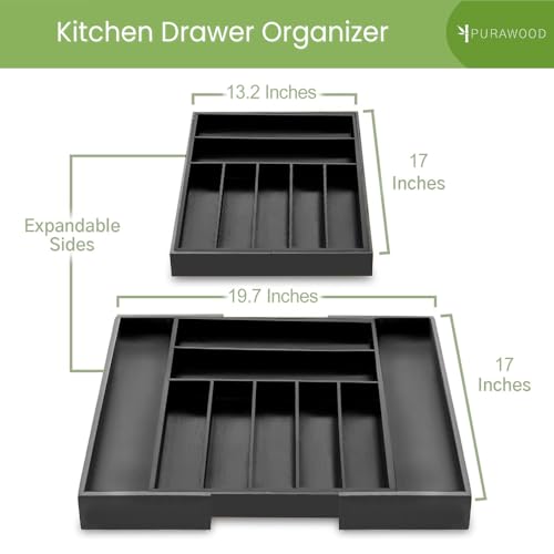 Bamboo Drawer Organizer (Black / 9 Slot)