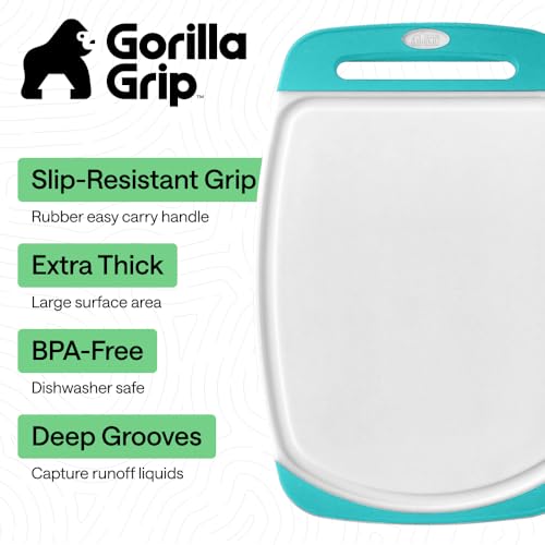 BPA Free Reversible Kitchen Cutting Board (Turquoise/White / Large (Pack of 3))