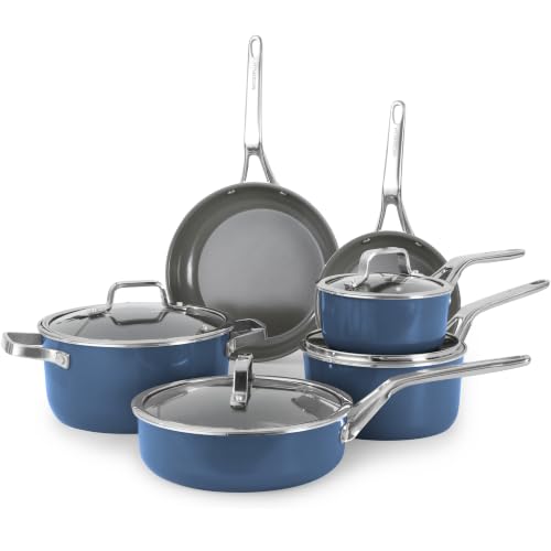 Blue 10 Piece Ceramic Cookware Set (Blue / 10pc set)