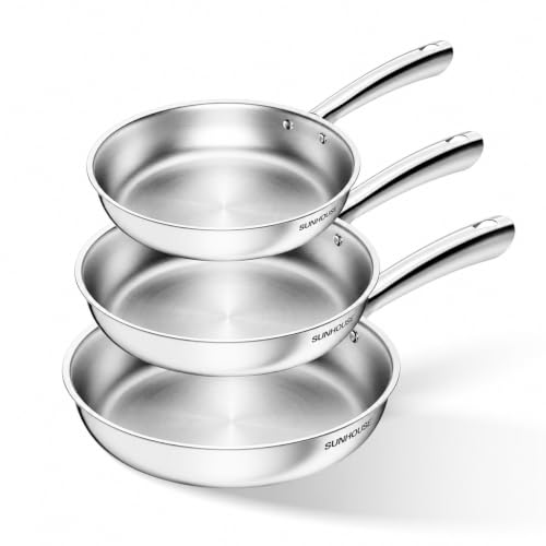 Tri Ply Stainless Steel Frying Pans Set (Multicolor)
