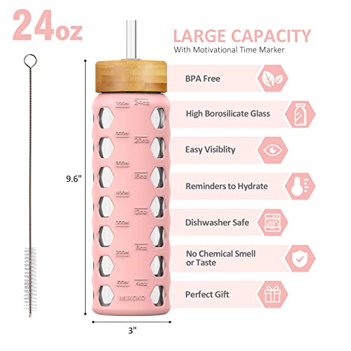 24oz Glass Water Bottle (Pink / 24 Ounces)