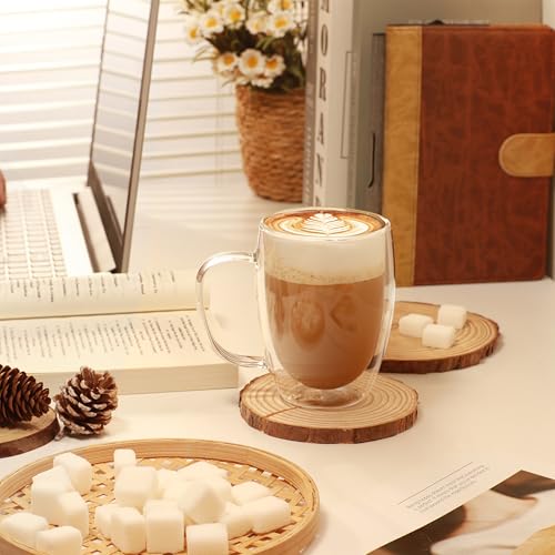 6 Pack Double Walled Glass Coffee Mugs (12oz(6-pack))