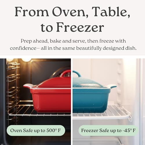 Stoneware Casserole Dish Bakeware with Lid (2.5 Qt / Ocean Blue)
