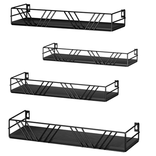 Floating Shelves for Wall Set of 4 (Black)