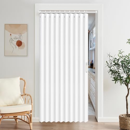 Pleated Folding Curtains for Doorway (White / 52"W x 78"L (Pack of 1))