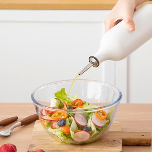 20 Oz Ceramic Olive Oil Dispenser Bottle (20 Ounces / White)