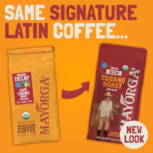 Decaf Dark Roast 5lb Bag Cafe Swiss Water Decaffeinated Cubano Roast 100% Arabica Whole Coffee Beans (80 Ounce (Pack of 1))