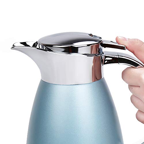 61oz Coffee Carafe Airpot Insulated Coffee Urn Stainless Steel Vacuum Thermal Pot Flask for Coffee (Blue)