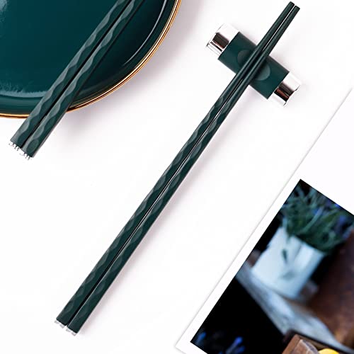 fiberglass Chopsticks Reusable (Green with Silver Head)
