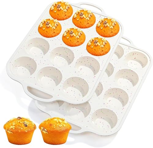 Silicone Muffin Pan with Metal Reinforced Frame (Standard: 12 Cups×2pack)