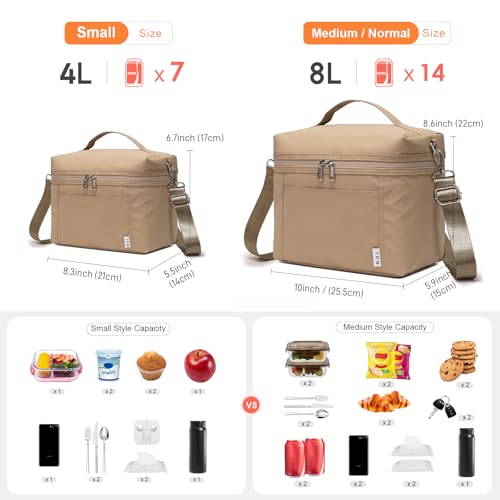 NOL 4L Insulated Lunch Bags for Women Cooler Bag Lightweight Nylon Waterproof Lunch Box for Work