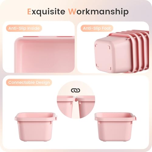 Military Grade】 Drawer Organizer for Vanity Bathroom Makeup Desk (Pink)