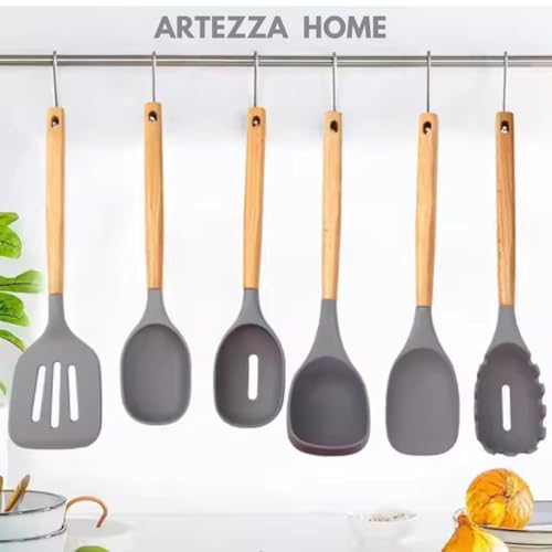 Premium Silicone Kitchen Utensil Set (Gray)