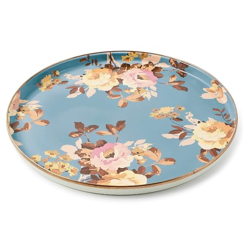 Enamel Round Tray (Slate Wild Rose)