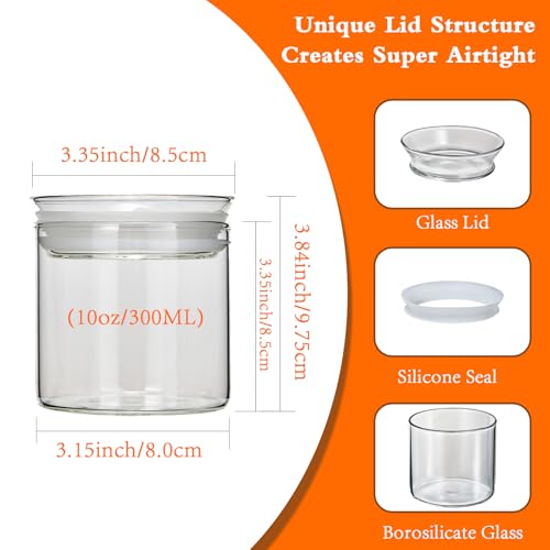10oz Glass Jars with Airtight Lid (Clear / 1-10oz 4Pack)