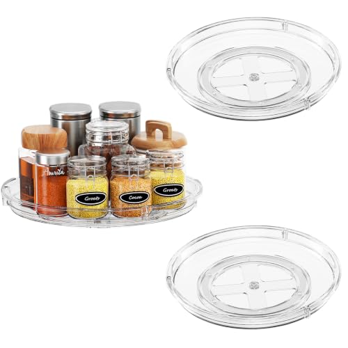 3 Pack 9'' Lazy Susan Organizer Turntable for Cabinet (Clear / 3 Pack 9in)