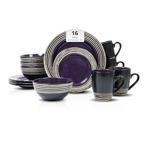 16 Piece Dinnerware Set (Lavender / Service for 4 - 16pc Set)