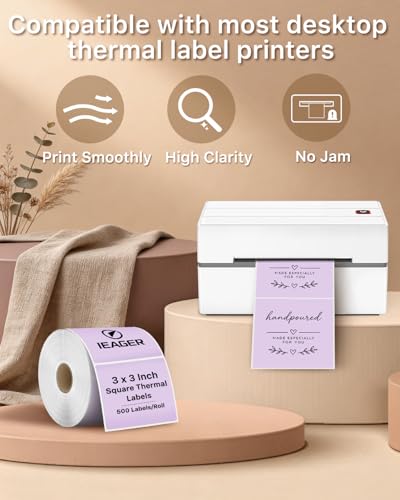 Purple 3" x 3" Square Thermal Label Stickers (3"x3" / Purple)